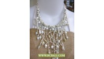 White Beads Necklaces mix Stones